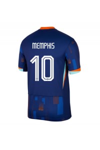 Nederland Memphis Depay #10 Fotballdrakt Borte Klær EM 2024 Korte ermer